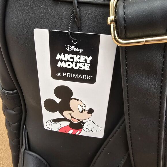 Disney Primark Winking Mickey Mouse Black Embossed Backpack Bag New (B9) - Picture 3 of 11